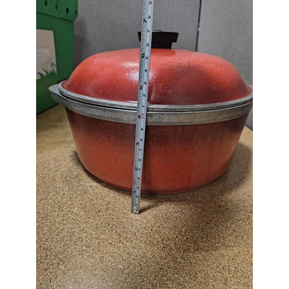 Vintage 1970s Club Aluminum Red Harvest Dutch Oven Pot Lid 10 Inch 4 Qt